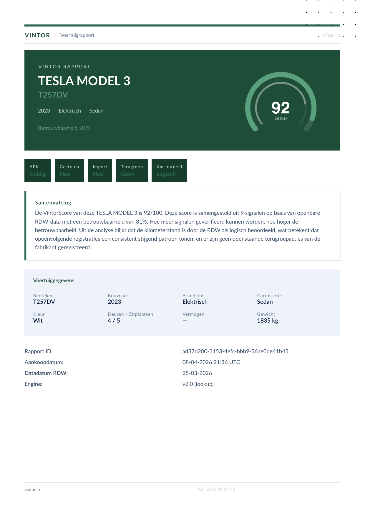 Sample Vintor Report